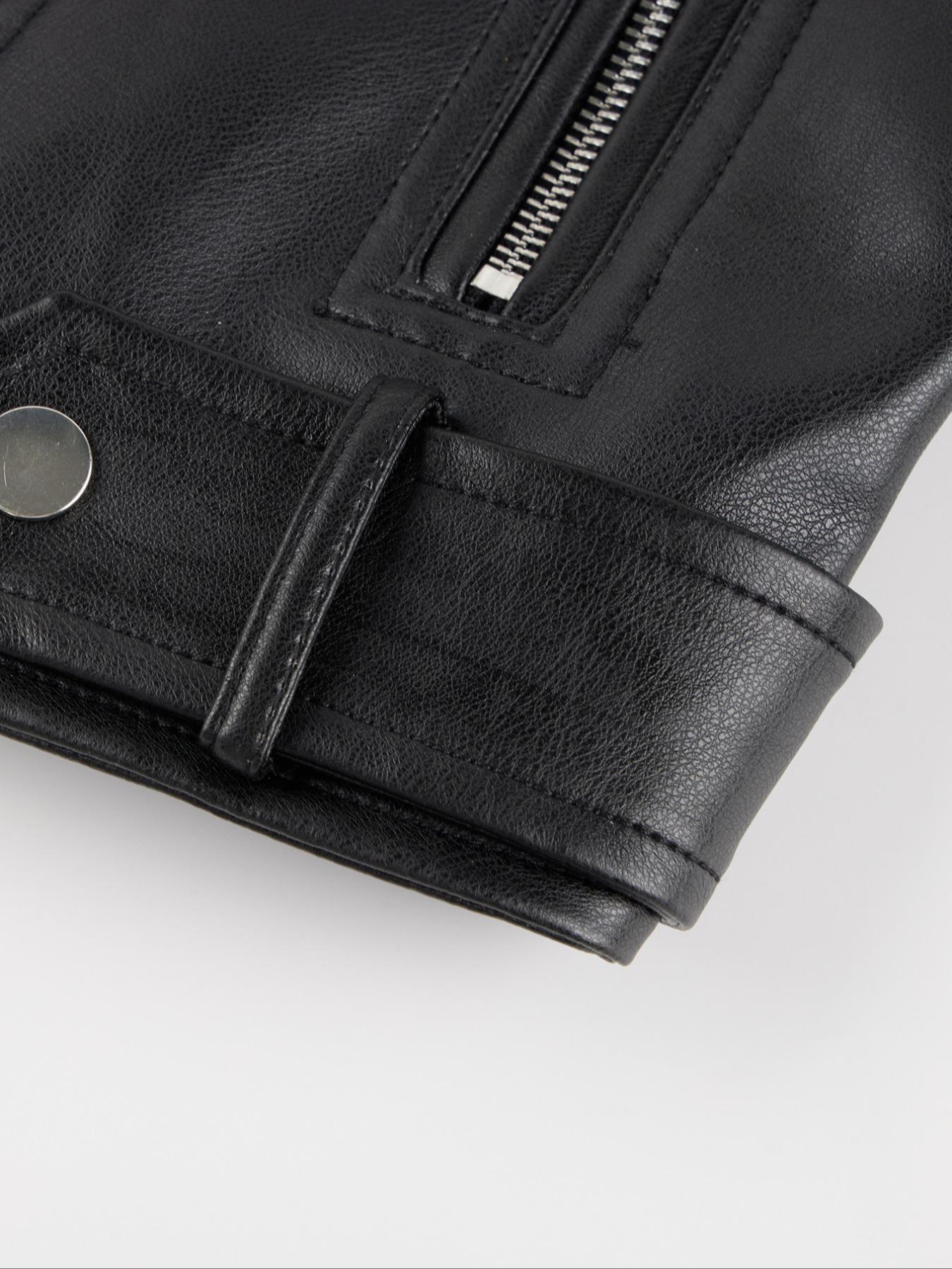 Women's PU Leather Fitted Jacket, Fashion Casual Outerwear for Daily Outdoor Wear, Ladies Clothes for Spring Fall