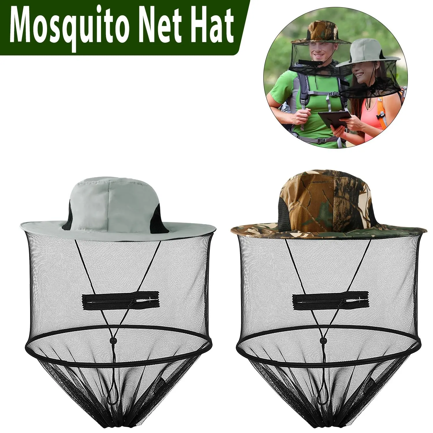 Foldable Mosquito Net Bucket Hat with Zipper, Breathable Mesh & Drawstring – Unisex Outdoor Safety Hat for Gardening, Beekeeping, Fishing, Climbing sun protection hat cap