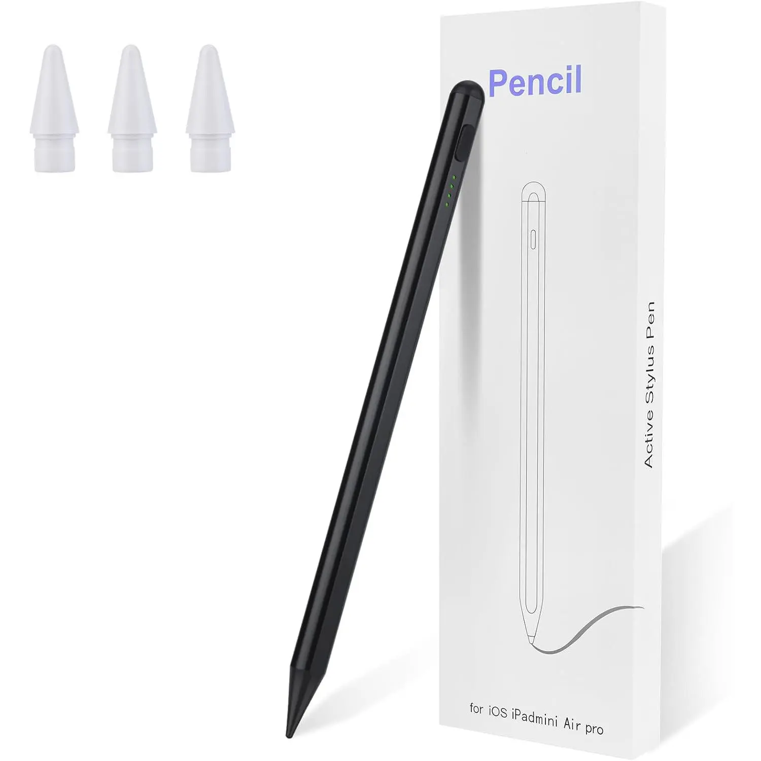 Stylus Pen for iPad Pencil 6-11th Generation(2018-2025) - 2X  Charge  Pencil Compatible with  Pencil Pro 11"/12.9"/M4, Air 3/4/5/M2/M3,mini 5/6, Black