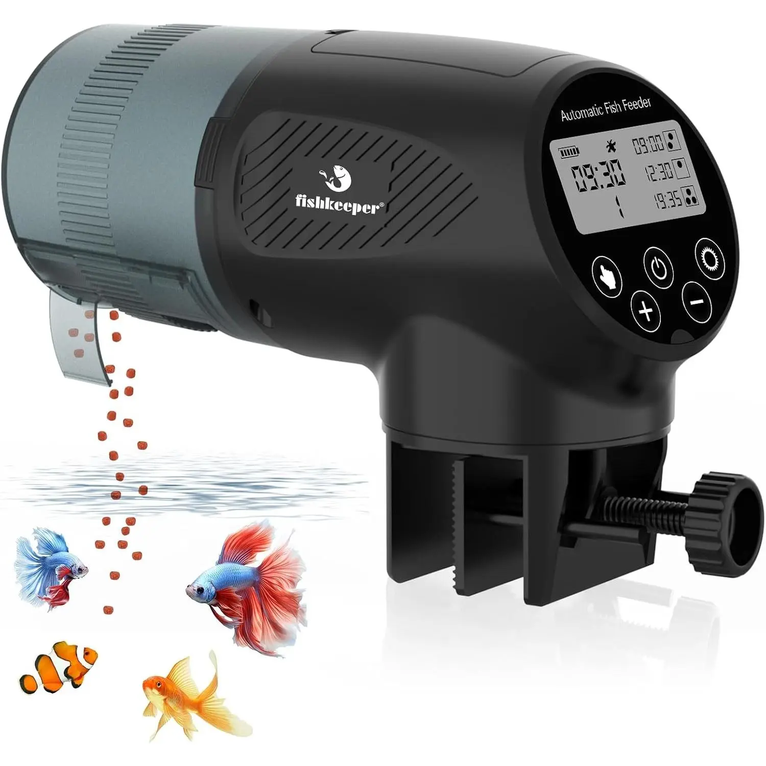 Automatic Moisture-Proof Fish Feeder with LCD Display for Aquariums