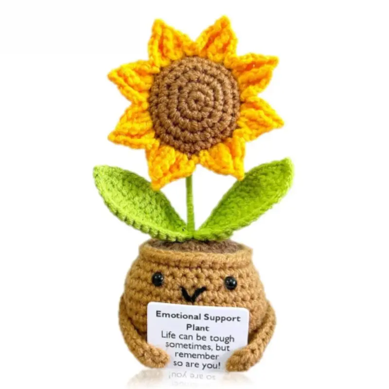 Handmade Crochet Potted Sunflower Plant, Mini Knitted Ornament, Cute Potato Doll Figure, Amigurumi Gift, Top Picks