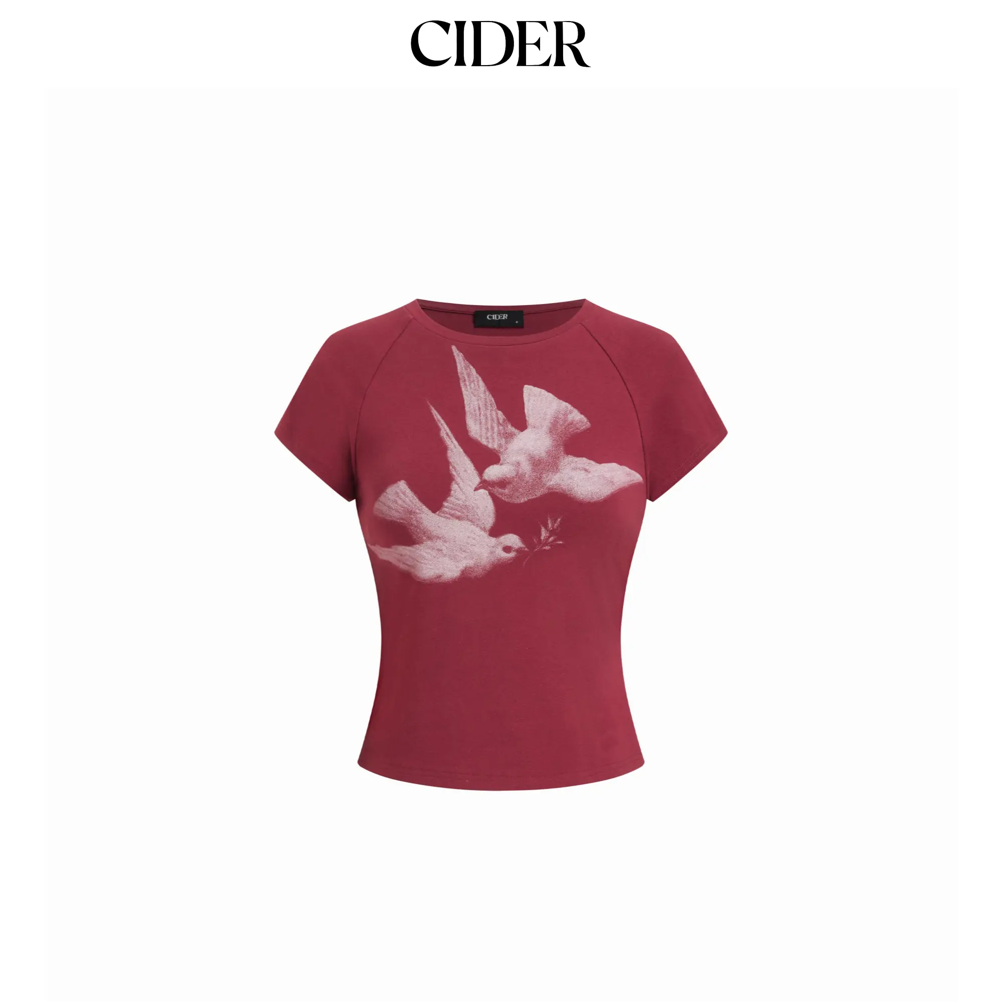 Cider Bird Graphic Cotton Raglan Sleeve Crop Tee SummerWins SummerFinds
