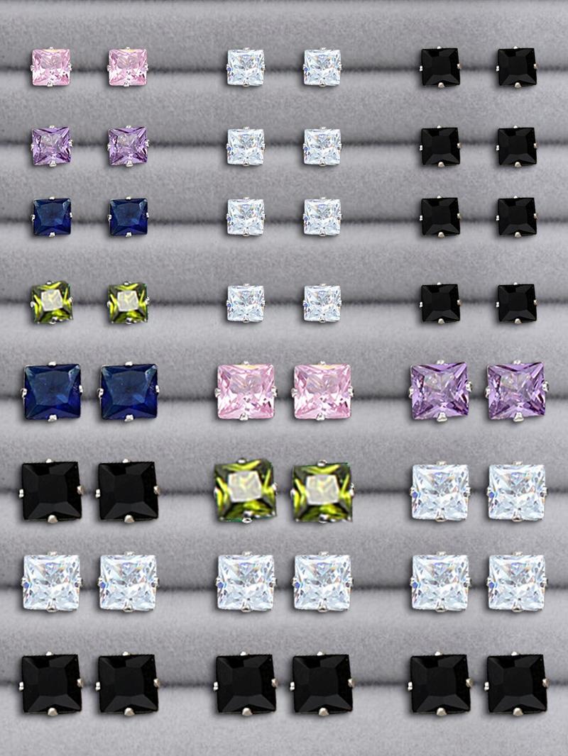 Summer Outfits 2024 Rhinestone Decorated Stud Earrings, Geometric Design Earrings, Trendy Ear Jewelry for Party Clothing Decor, Chic Gift for Women and Girls