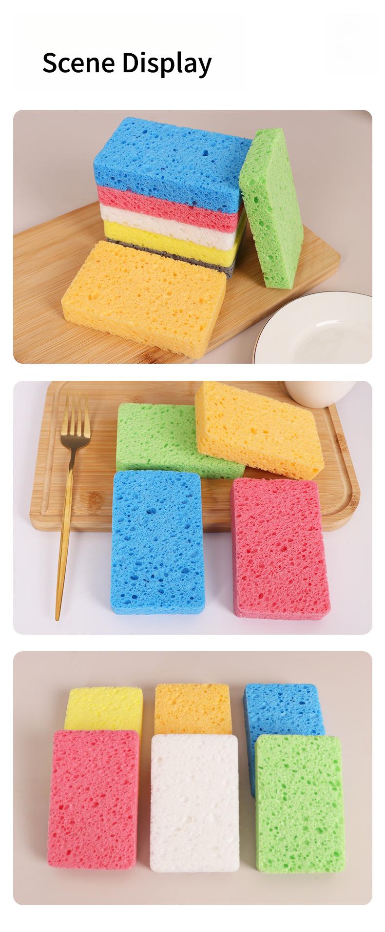 Natural Wood Pulp Dish Sponge, Expands When Wet, Super Absorbent & Oil-Free, Easy to Rinse Kitchen Scrubber