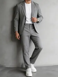 Light Casual Blazer Set for Men, Korean Style Loose Fit Two-Piece Suit, Lightweight Formal Wear Business Daily Commute, All Seasons Wear, Aesthetics