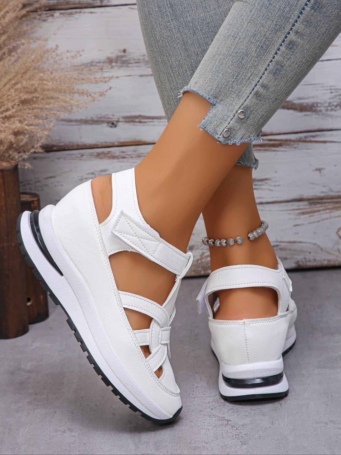 Women's Fashionable Velcro Fastening Wedge Sneakers, Casual Comfortable Soft Sole Sandals for Summer, Lightweight Breathable Shoes for Daily Wear