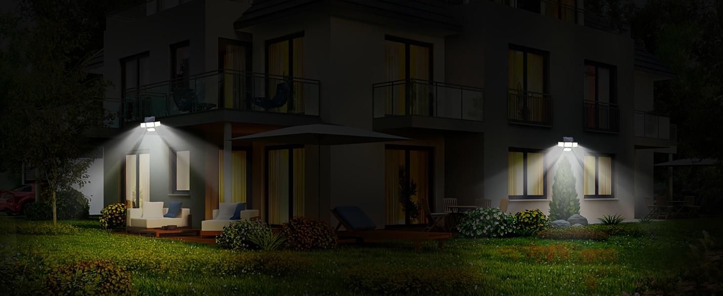 4 Modes Solar Flood Lights, 1~6 Pcs Set , 270°Wide Angle Lighting, Smart Sensor+Remote Control, Suitable for Patio, Garage Burglar, Porch, Outdoor Party, Shipment within 1-2 days