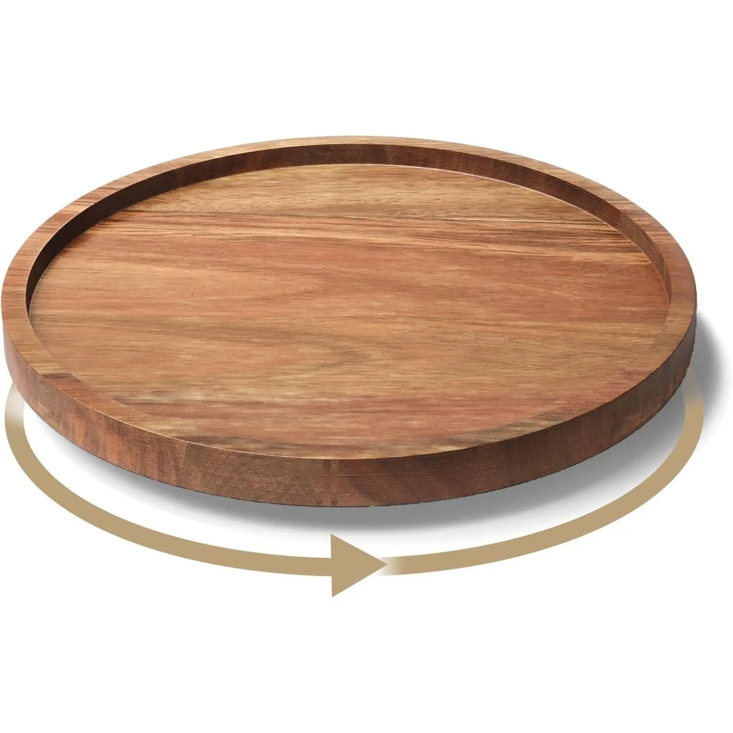 Round Natural Grain Acacia Wooden Lazy Susan Organizer - Holds 5-8 Items, Home Use Kitchen Storage Turntable for Fruit, Tableware, Coasters, Cabinet, Countertop, Coffee Tray