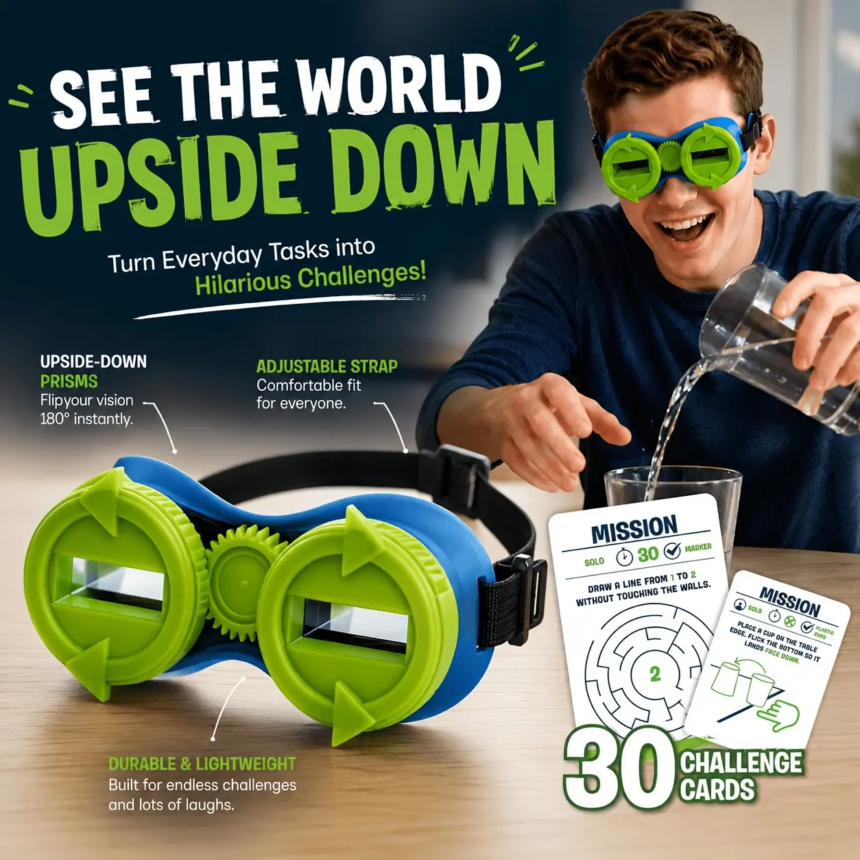 Vision Impossible Board Game, Wear Special Goggles, Invert Vision, Fun Outdoor Challenges, Extreme Difficulty, Family Entertainment