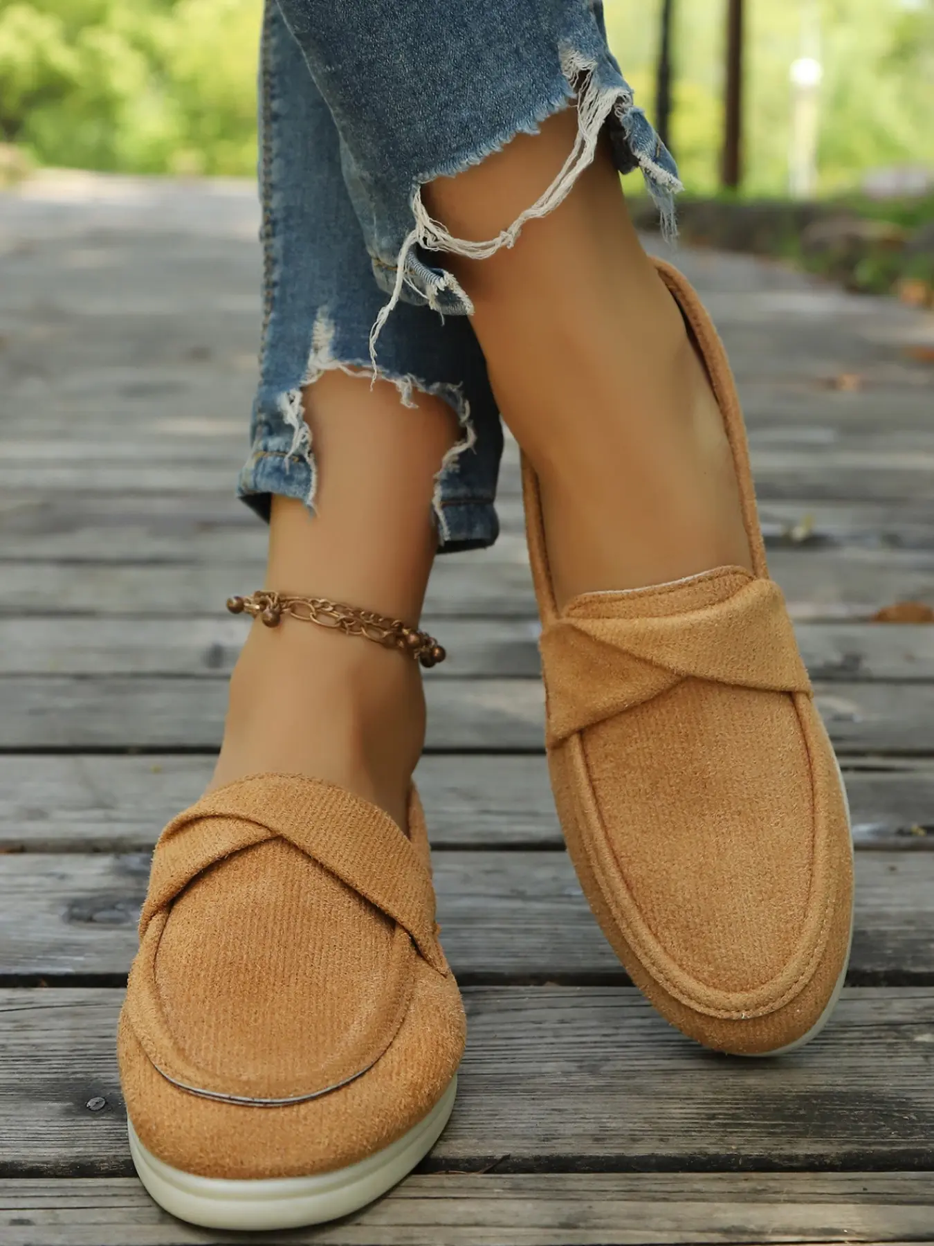 Women's Slip-On Loafers, Soft Sole Anti-Slip Flat Shoes, Lightweight Comfortable Breathable Casual Dress Shoes, Spring & Fall