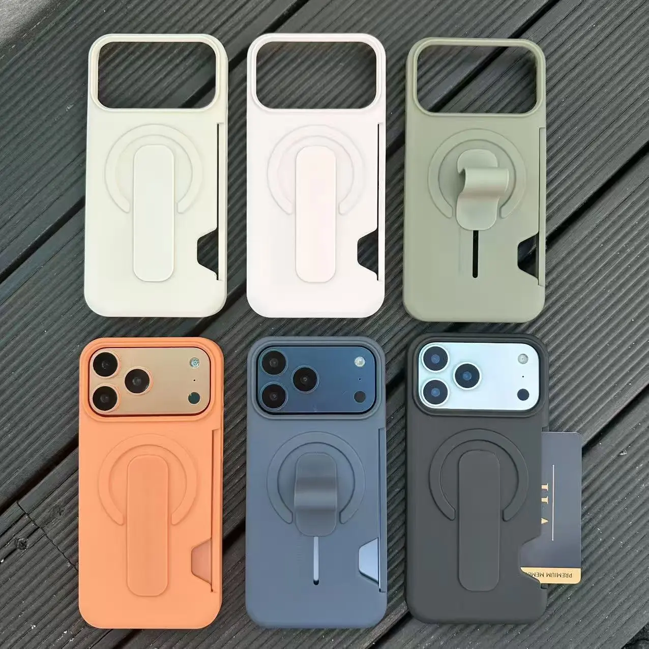 Abs Plastic Invisible Stand Magnetic Phone Case - 3300Gs Magnetic Hold, Card Slot, Wireless Charging Support, Bumpy Road Security, Multi-Model Fit for iPhone 17/16/15/14/13 Pro Max Series