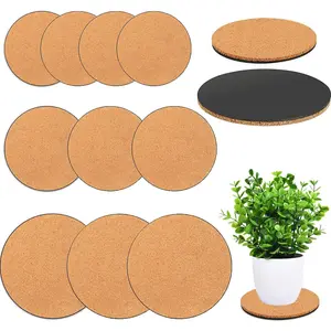 10 Pieces 3 Sizes Cork Plant Coasters, 4/6/8 Inch Cork Plant Mats, Cork Coaster for Planters, Plant Coasters for House Plants Indoors (Nude & Black)