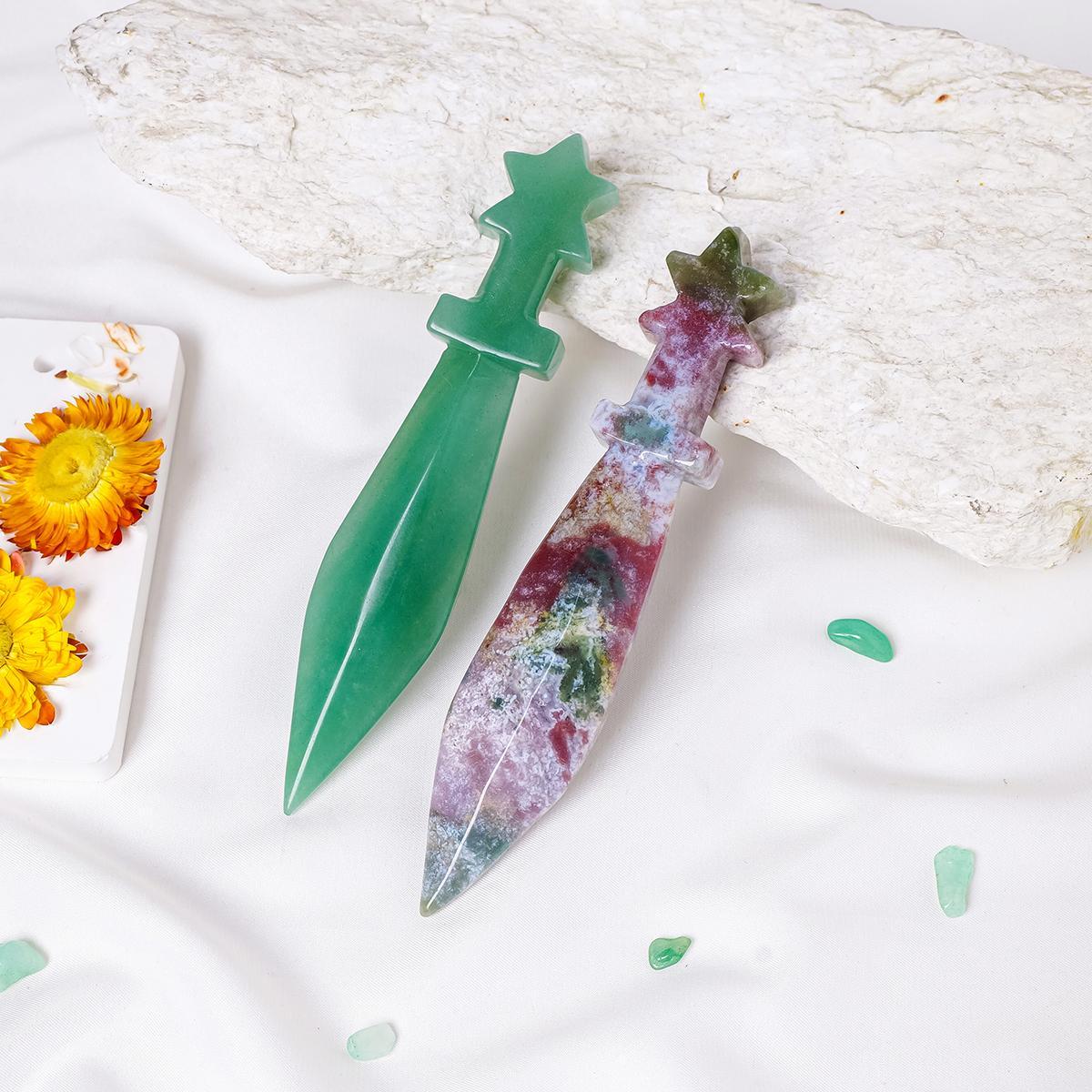 Natural Crystal Dagger, 1 Count Original Stone Model Knife, Polishing Unbladed Knife Model, Crystal Carving, Crafts, Home Decor, Fengshui Ornaments, Crystal Bundles, Chakra Healing Crystals