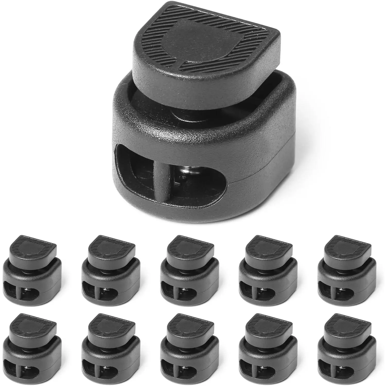 10 count Cord Ends Tips and Spring Cord Locks | Shoe Lace Tie Locks for Drawstrings, Paracord, Clothing and Bags