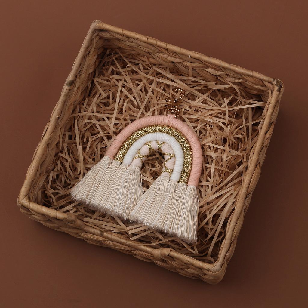 Chic Tassel Macrame Keyrings Weaving Rainbow Keychain for Daily Going out Trips
