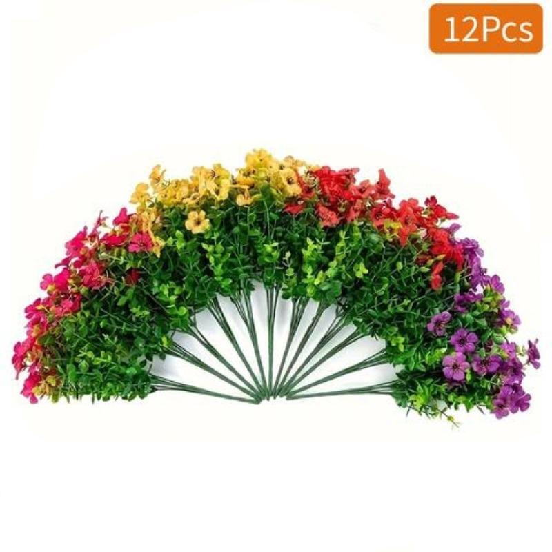 Artificial Eucalyptus Flower, 12pcs/set Colorful Faux Flower with Green Leaves, Decorative Flower for Home Living Room Bedroom Dining Room Wedding Party, Fruit, Lifelike Artificial Flower