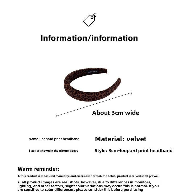 Women Vintage Leopard Print Velvet Sponge Headband Hong Kong Style Elegant Versatile Hair Accessory For Daily Wear