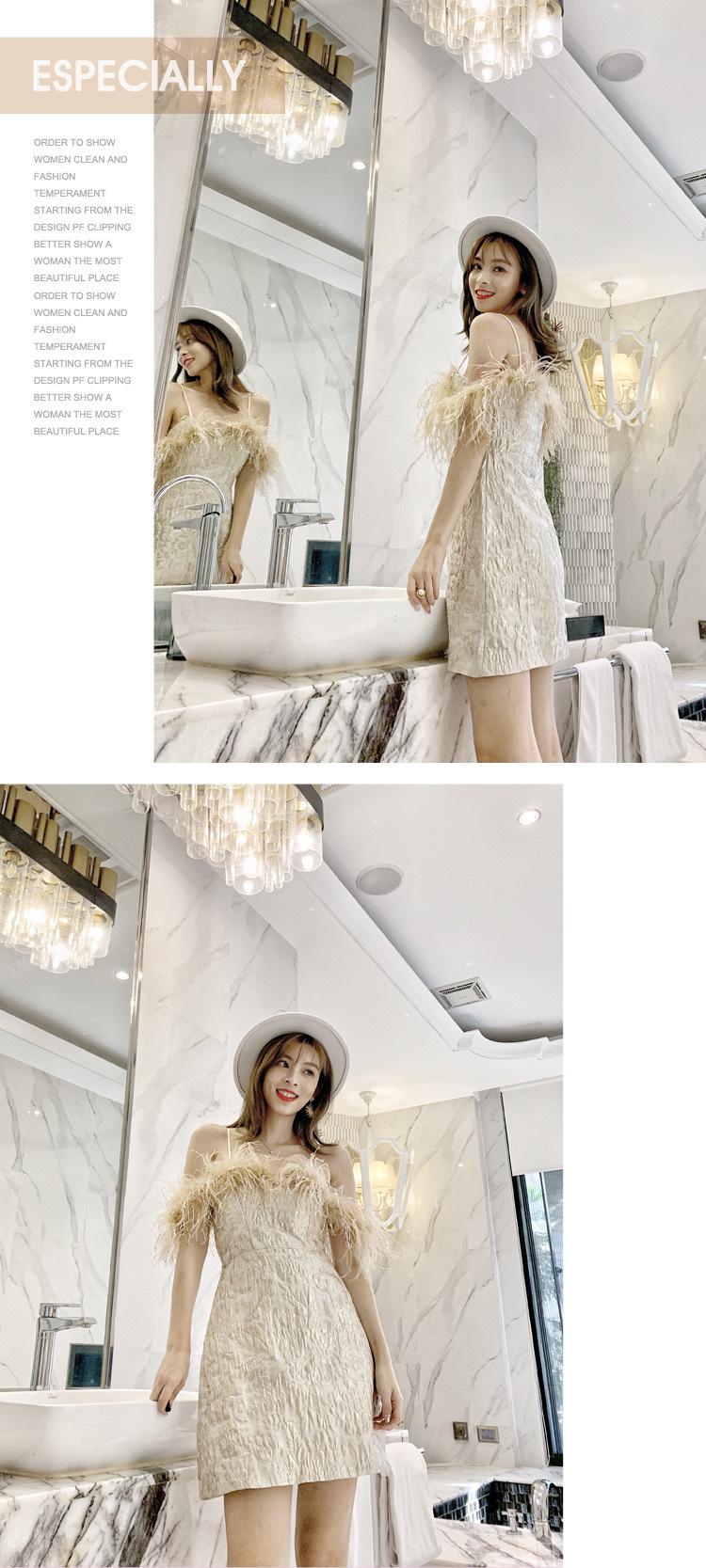 2025 Spring/Summer Off-Shoulder Feather Evening Dress Elegant Reception Dress with Straps and 3D Pattern