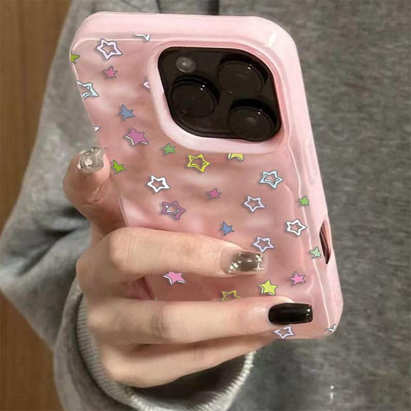 Cute star pattern design phone case, compatible with iPhone 17/16/15/14/13/12/11, full protection shockproof soft case, suitable as a holiday gift for friends, family, or yourself