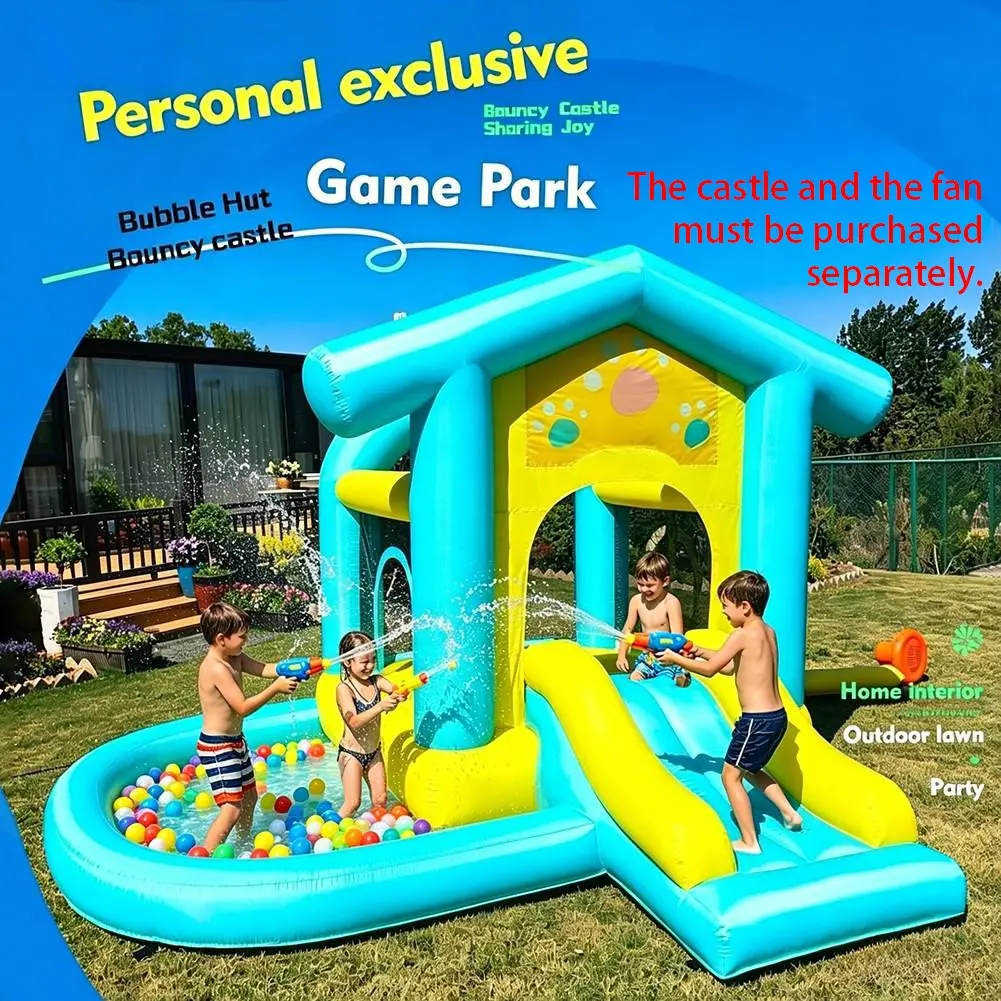 Home Use Small Inflatable Castle, Indoor Outdoor Kids Jumping Bed, Ball Pool and Slide Trampoline, Waterproof Oxford Fabric, Party Gift, Outdoor Play House, Inflatable Playground, Inflatable Bouncy House