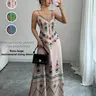 Women's Fashion Casual Boho Style Clothes Soft Ethnic Style V Neck Sleeveless Long Dress, Loose-Fit Thin Woven Fabric, Perfect for All Seasons