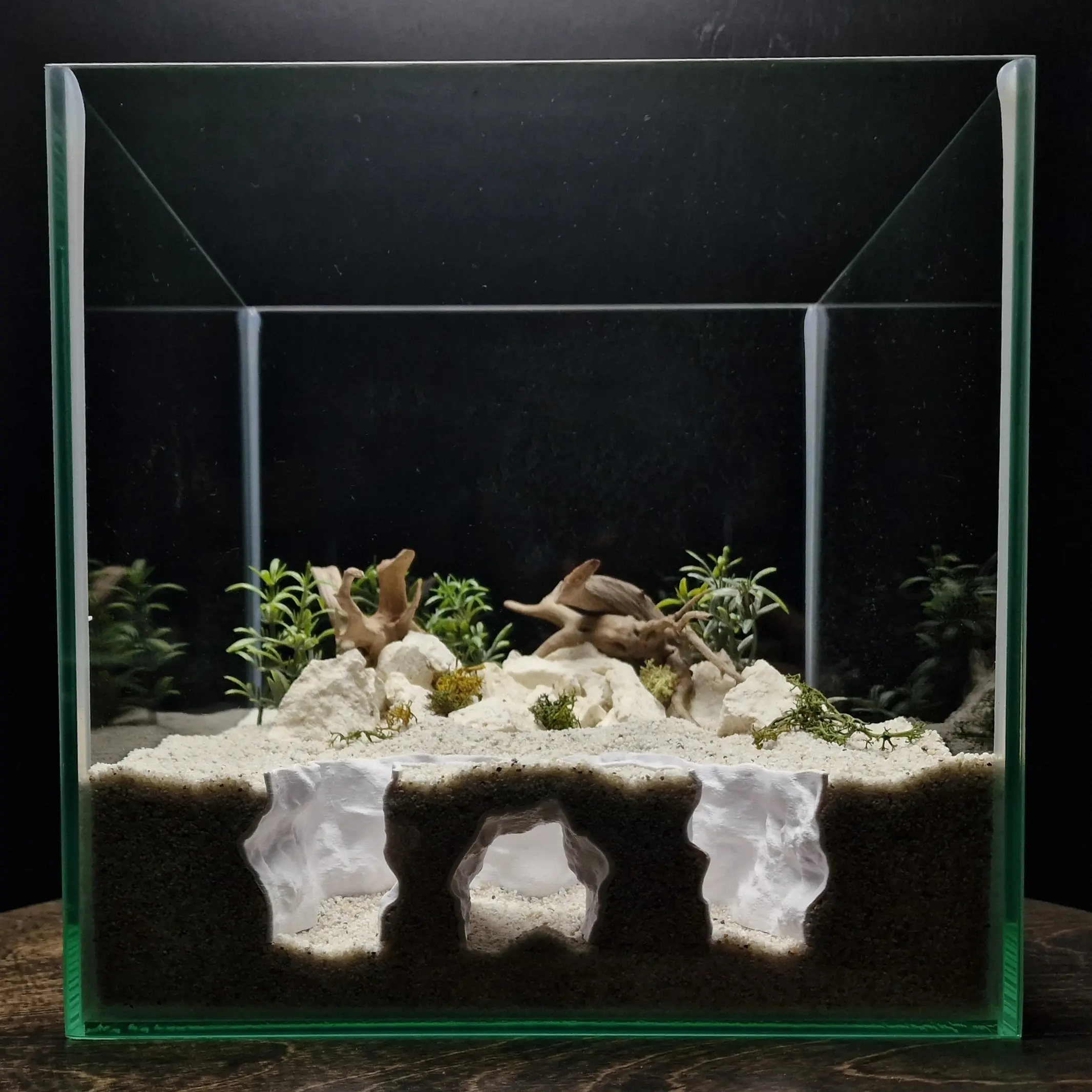 3D Printed Natural Rock Sand Separator, Aquarium Decor, Fish Tank Cave, Crawling Amphibian Hideout, Feeding Box Decoration