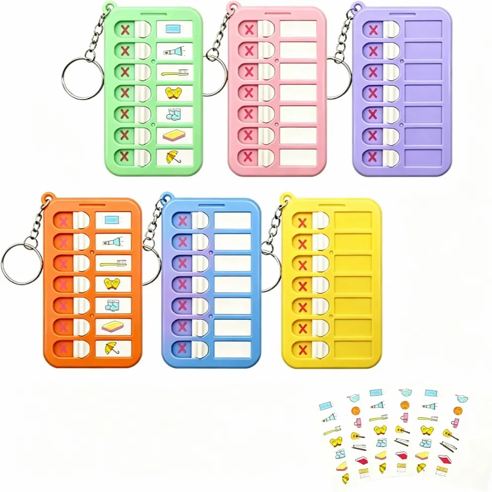 Portable Visual Schedule Multifunctional Keychain for Students & Adults with Detachable ADHD Routine & Chore Chart Board