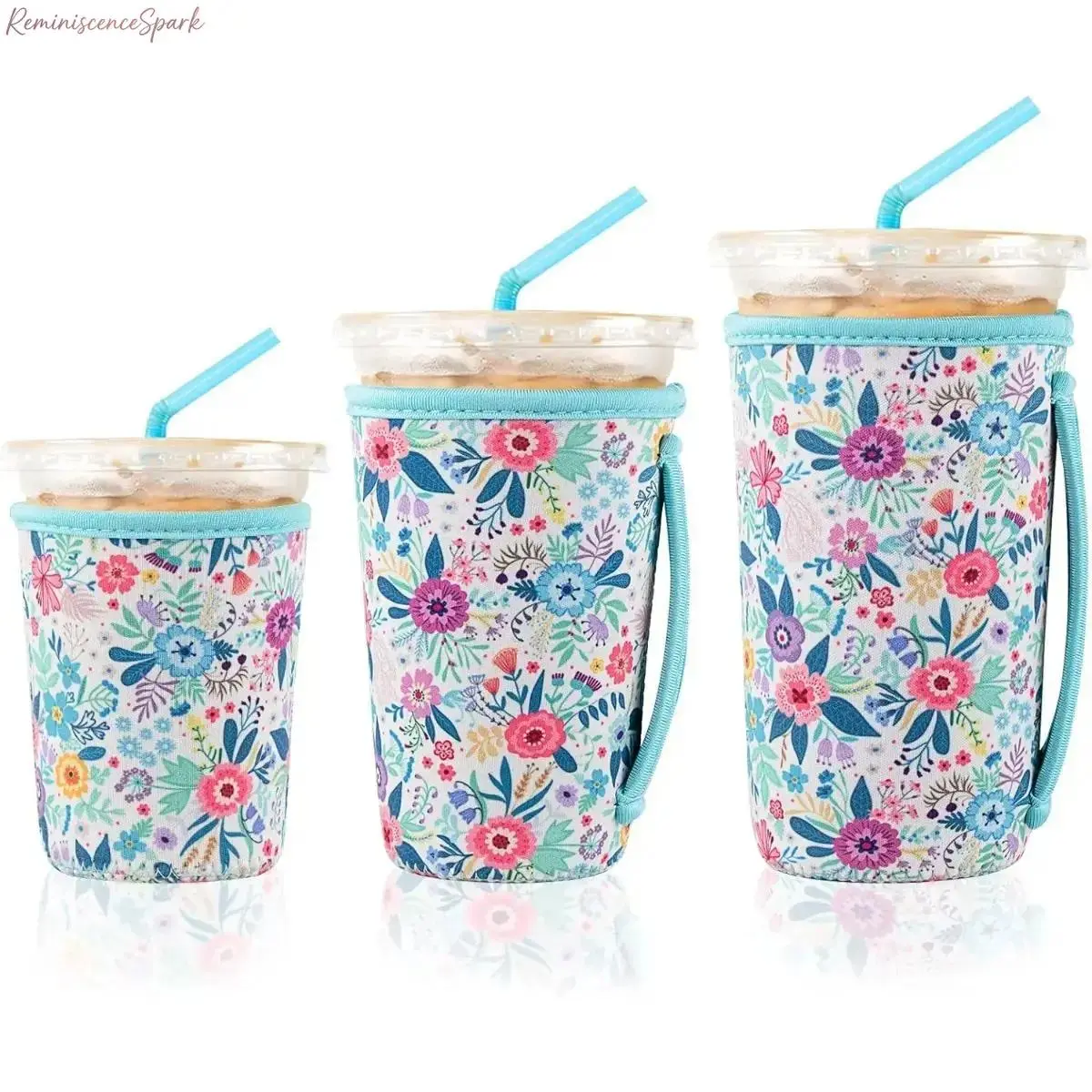 3 Pack Neoprene Insulated Cup Sleeves With Handles, Washable Multi-Size Reusable Drink Covers Prevent Condensation, Universal Coffee Cup Protectors For Daily Use, Commute And Outdoor Iced Drinks