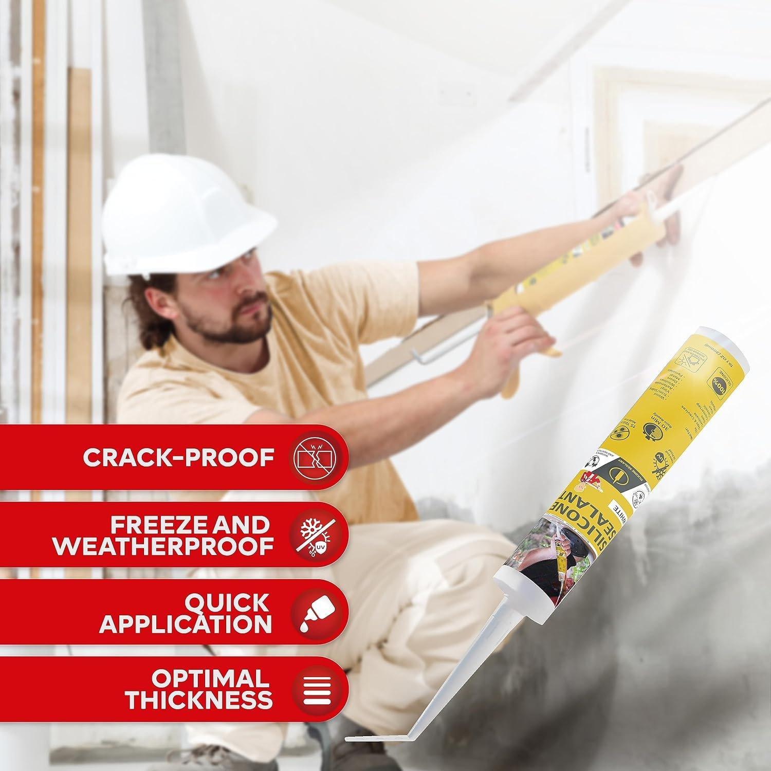 White  Caulk 10.1 oz   Odorless  Sealant for RV Caulking Exterior, Aquarium, Bathtub & Bathroom Caulk, Window | Marine Outdoor Caulking Weatherproof