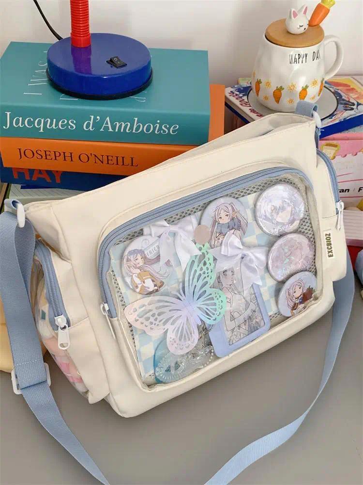 Nylon Aesthetic Transparent Display DIY Basges Students Subculture JK Crossbody Shoulder Bags Casual Sweet Girls Ulzzang Ita Bag