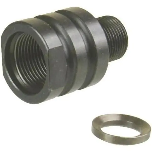 Black Steel Hose Adapter Pipe Parts - 5/8x24 Internal to 1/2-28 External TPI Protector, 5/8 Female to Male Thread Conversion Component with Free Crush Washer