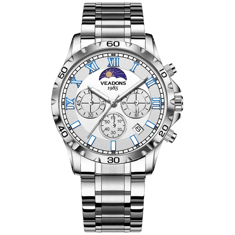 Men Moon Phase  Watch 5095-white