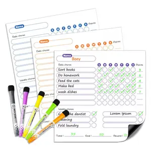 Kids Magnetic Weekly Planner Board, Reusable Dry-Erase Family Chore Chart & Calendar for Fridge, Monthly Schedule Planner with Erasable Markers, Home Organization & Kids Responsibility Tracker