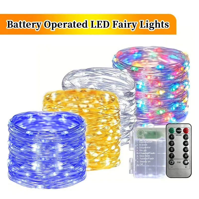 Battery Box Copper Wire Light String, Remote Control Fancy LEDs Copper Wire Lights, Suitable for Indoor Decoration, Weddings, Birthday Decorations, New Year, Thanksgiving, and Christmas Copper Wire String Lights.