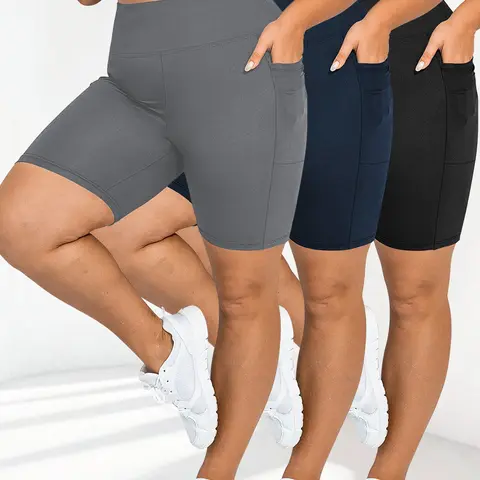 Women's High-Waist Yoga Shorts, Soft Material, Deep Pockets, Casual Fitness Wear, Activewear, Ideal for Running & Outdoor Cycling, High Waisted Shorts