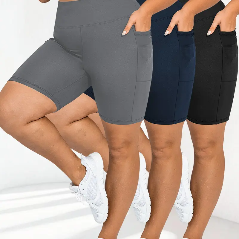 Women's High-Waist Yoga Shorts, Soft Material, Deep Pockets, Casual Fitness Wear, Activewear, Ideal for Running & Outdoor Cycling, High Waisted Shorts