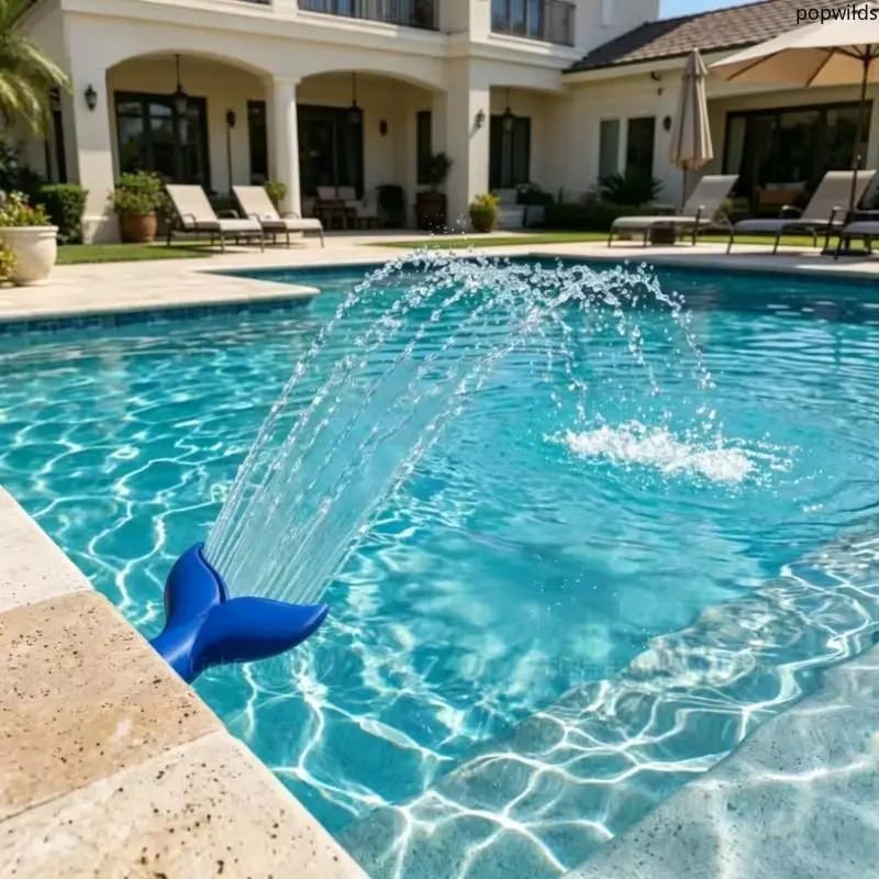 Mermaid Tail Pool Fountain Aerator Nozzle, Universal 3/4 Inch Thread Pool Shower Head, Decorative Water Sprayer Jet For Swimming Pool Spa Pond Oxygen Circulation Cooling Water Feature