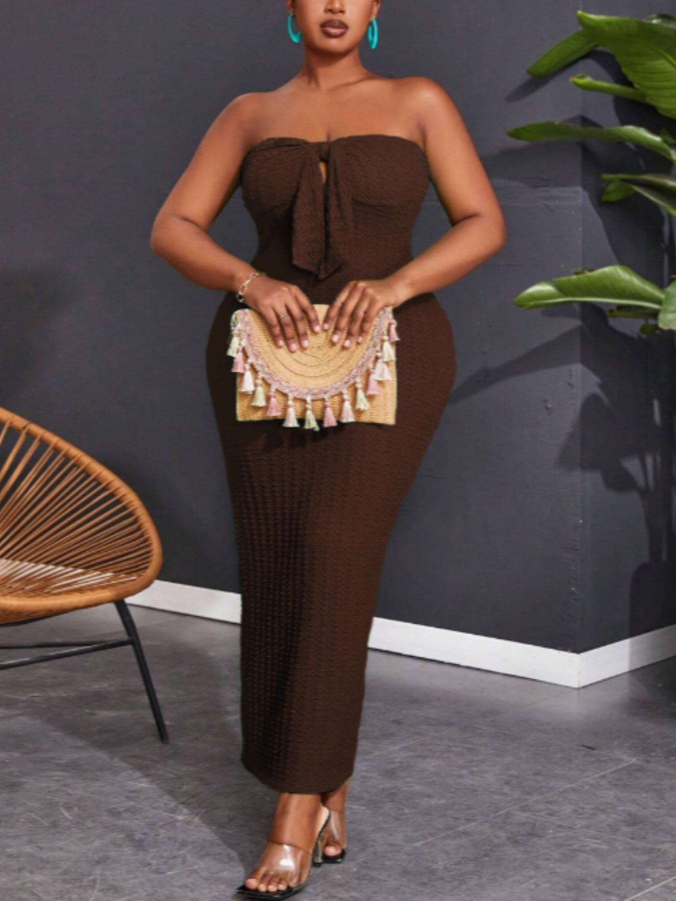 Women's Plain Tube Dress, Casual Bodycon Long Dress for Summer, Kids Clothes for Daily Wear, Womenswear, Sleeveless