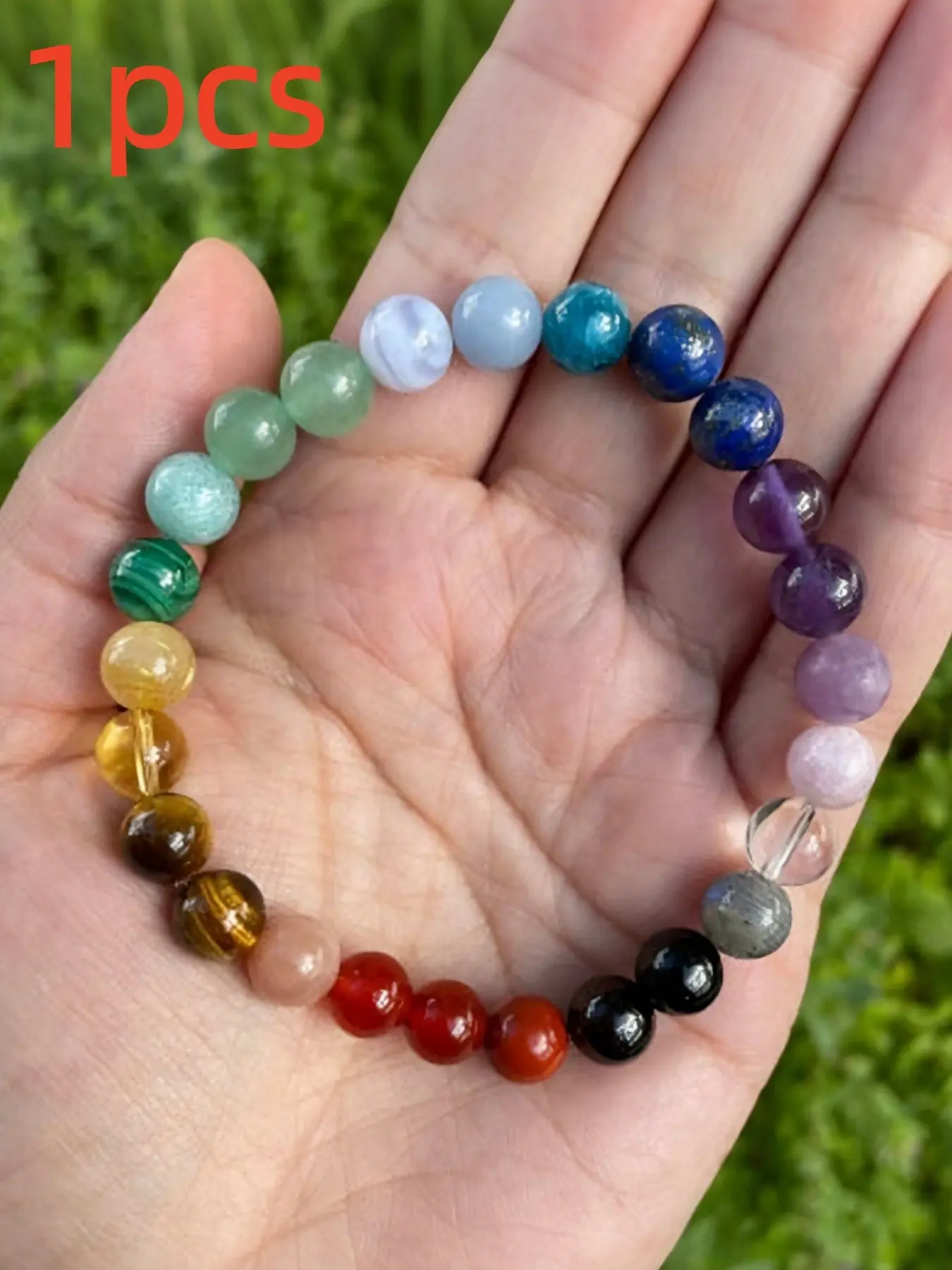 7 Chakra Energy Bracelet, Natural Healing Stone Beads, Anxiety Relief Crystal Wristband, Yoga Meditation Jewelry, Spiritual Wellness Accessory