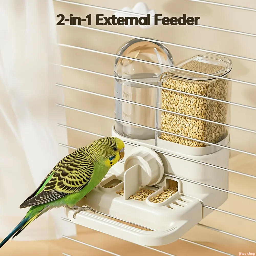 2026 New Dual-Function Automatic Bird Feeder and Water Dispenser Set - Hanging, No-Mess, Cage-Mounted with Perch for Small Parrots (Parakeets, Cockatiels) | Sports & Outdoor Accessory