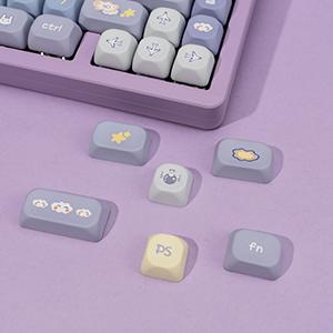 Cute Bunny Purple PBT Keycaps 136 Keys Dye Sublimation XOA Profile Full Set Compatible with Cherry MX Switches ANSI Layout Mechanical Keyboards gaming stuff gaming accessories