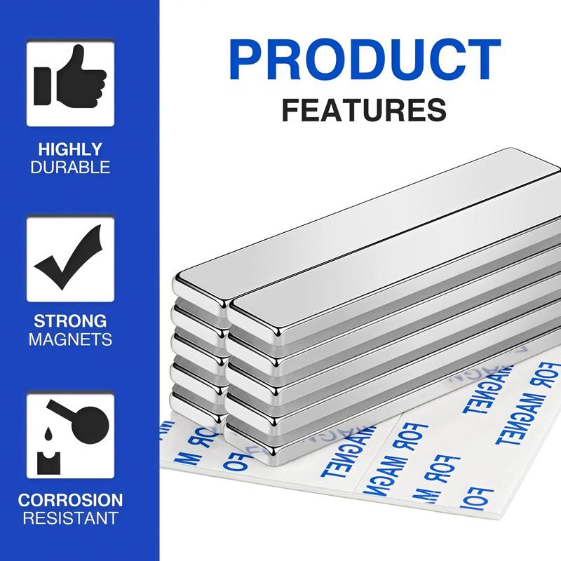 Neodymium Magnet, 6 Counts Waterproof Strong Magnet Strip with Sticky Backing, Rare Earth Small Magnet Strip for Fridge, DIY, Craft, Science