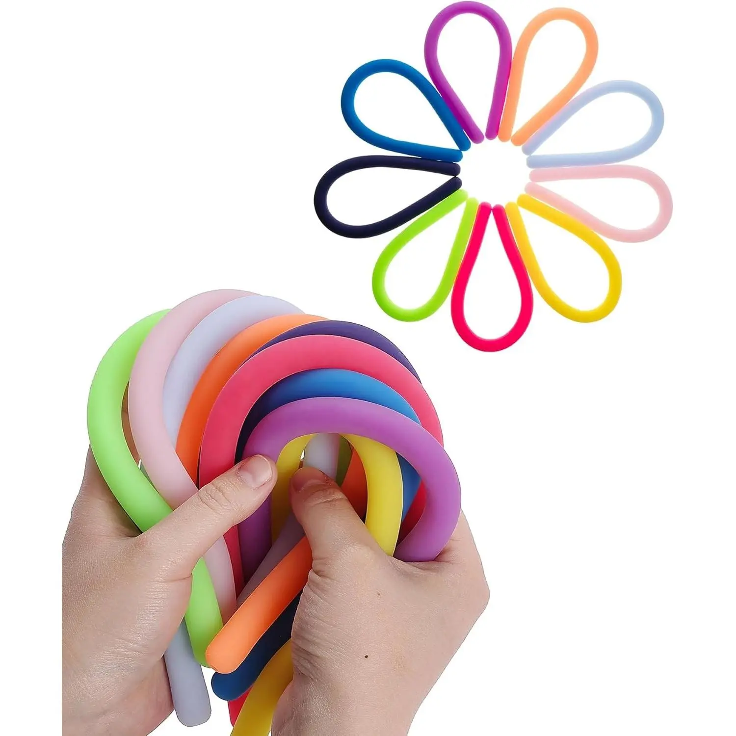 Monkey Noodle Fidget Toy, 9 Pack, Stretchy Strings, Sensory Noodles, Calming Toys, Autism Toys