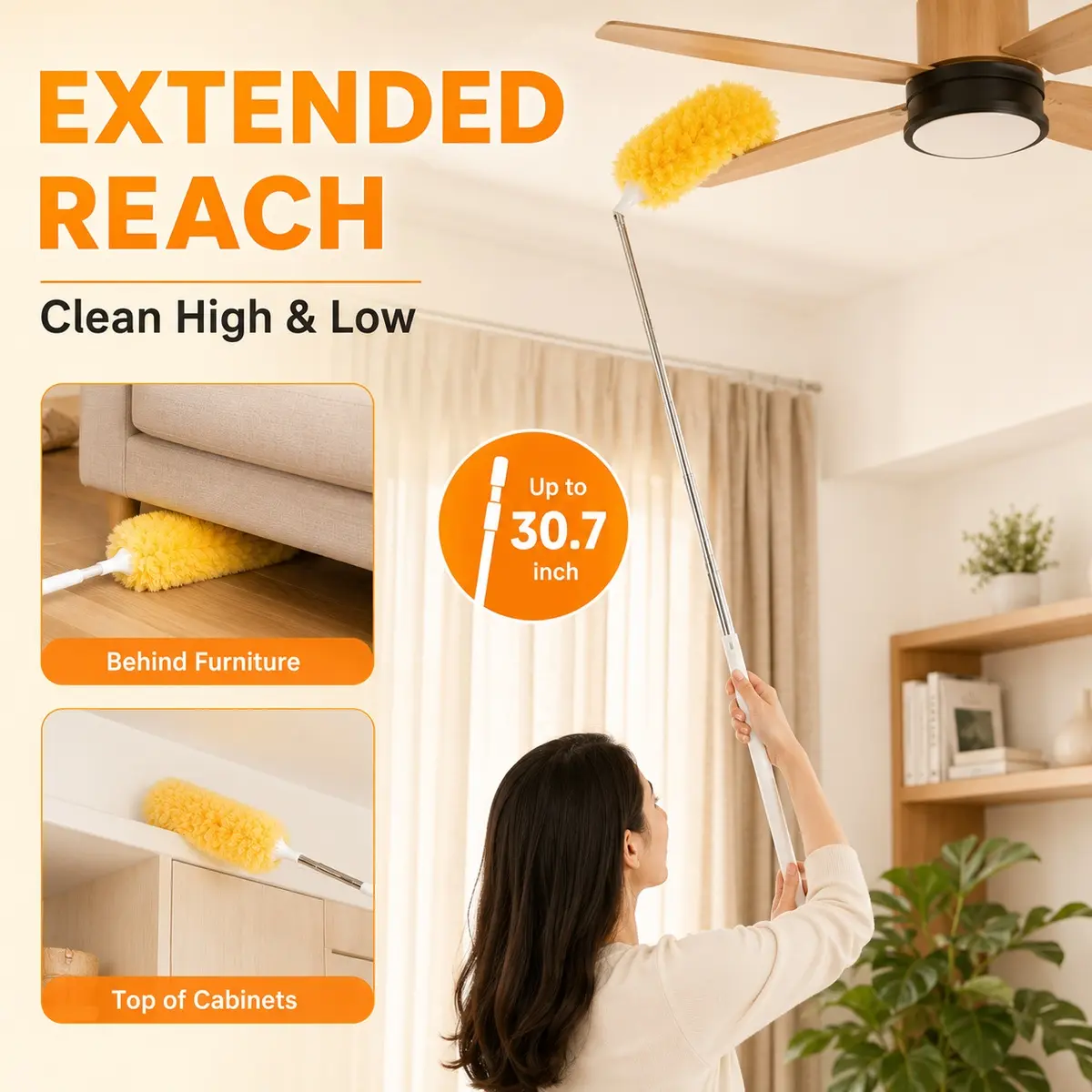 20 Pack Disposable Microfiber Duster Refill Cloths, Heavy Duty Dust Removal Replacement Pads, Compatible With Short & Extendable Long Handles For Household Daily Dust Cleaning