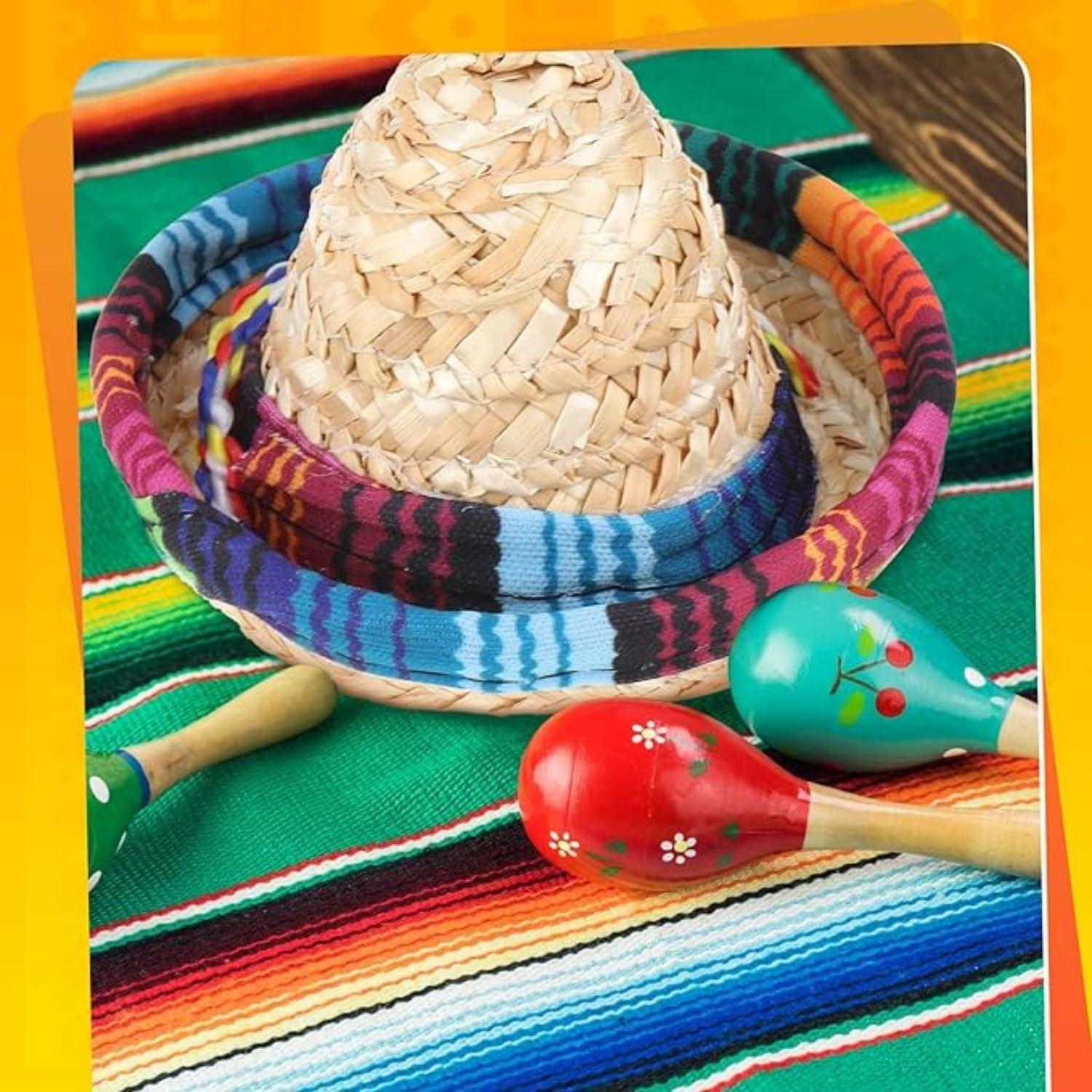 Mexican colorful rope pet hats for lizards, cats, and dogs, summer straw hats, Cinco de Mayo holiday costumes