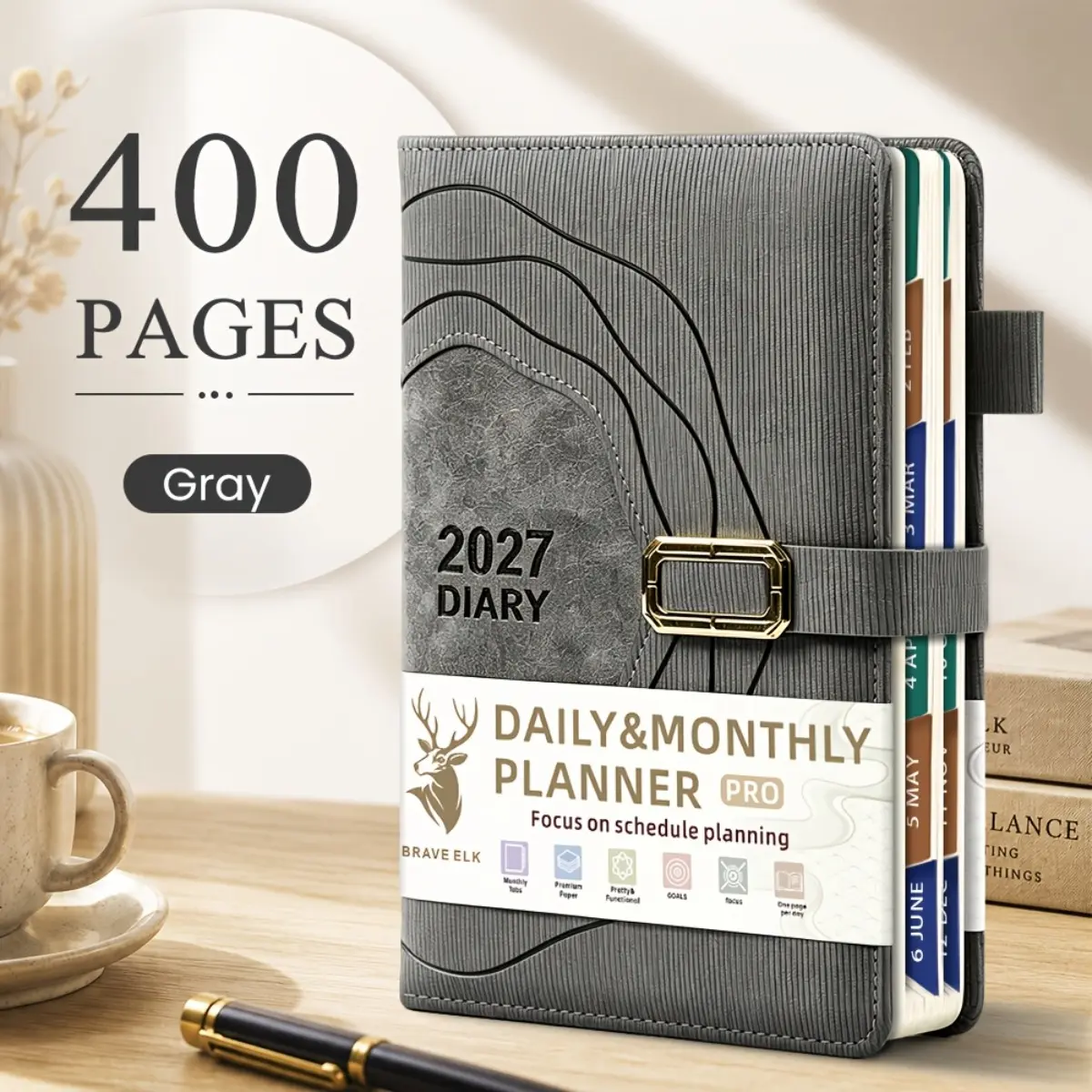 2027 Planner Notebook, Day planner, 400 Pages Calendar Journal with Durable Cover and Thick Paper, Daily Log Book for Time Planning, Self Management and Productivity, English Version Desktop Organizer for Adults, New Year Gift and Schedule Notebook
