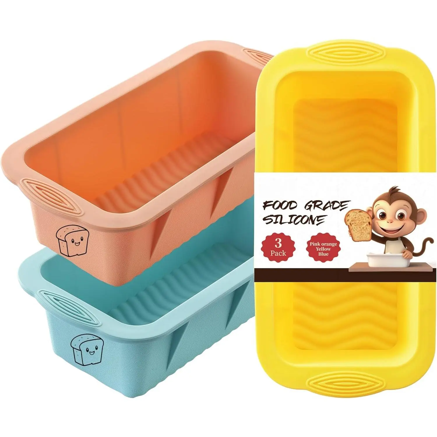Bread Loaf Pan, 3 count  Loaf Pans for Baking, Non Stick Bread Pans for Homemade Bread, Brownies, Cakes, Dishwasher Safe (3 Colors, Nesting Design)