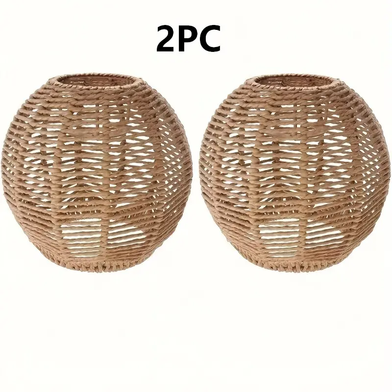 Modern Woven Basket Pendant Light Shade, Decorative Home Decor for Dining Room, Cafe, Tea House, 5.89x5.51 Inches, 1/2 Piece Set, Light Cover