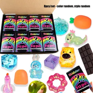 8pcs/set - New Unique Blind Box Stress Relieving Toy Set, Soft TPR Material, Sensory Set, Creative Slow Rebound Toy, Party Gift, Children and Adults Anxiety Relieving Stress Relieving Toy