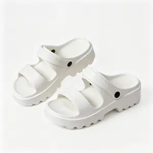 Trendy Convertible Strap Chunky Platform Sandals, Waterproof Cushioned Insole EVA Slides, Breathable Open Toe Casual Footwear for Indoor Outdoor Vacation Four Fashion Color Options